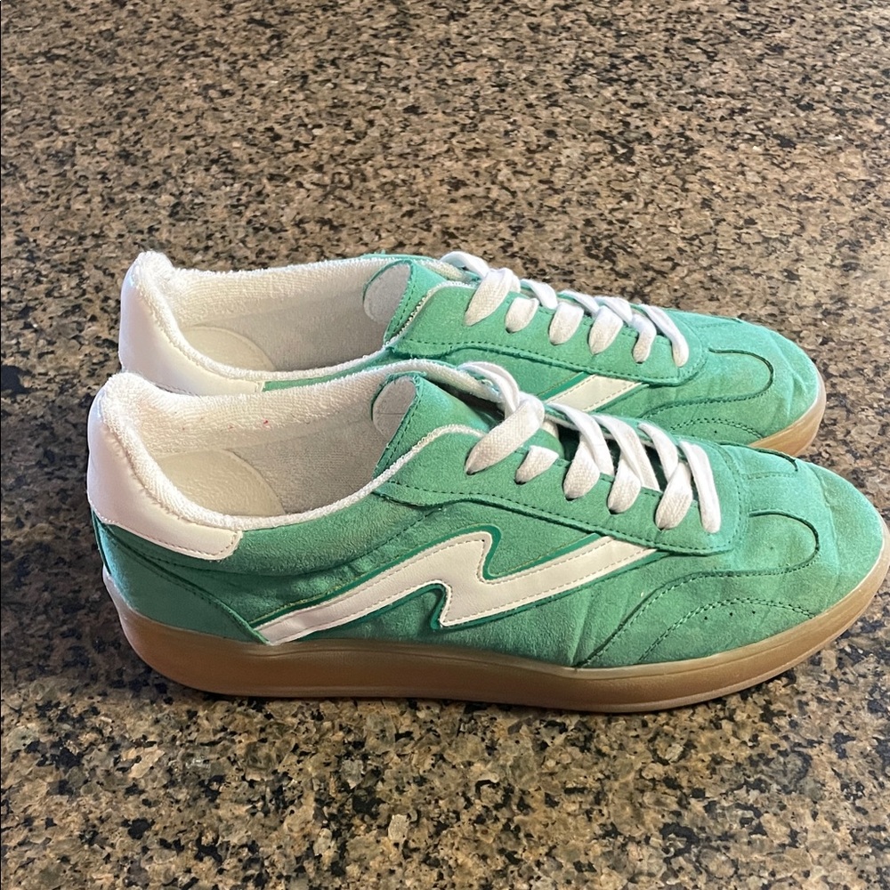Madden Girl Green and White Sneakers